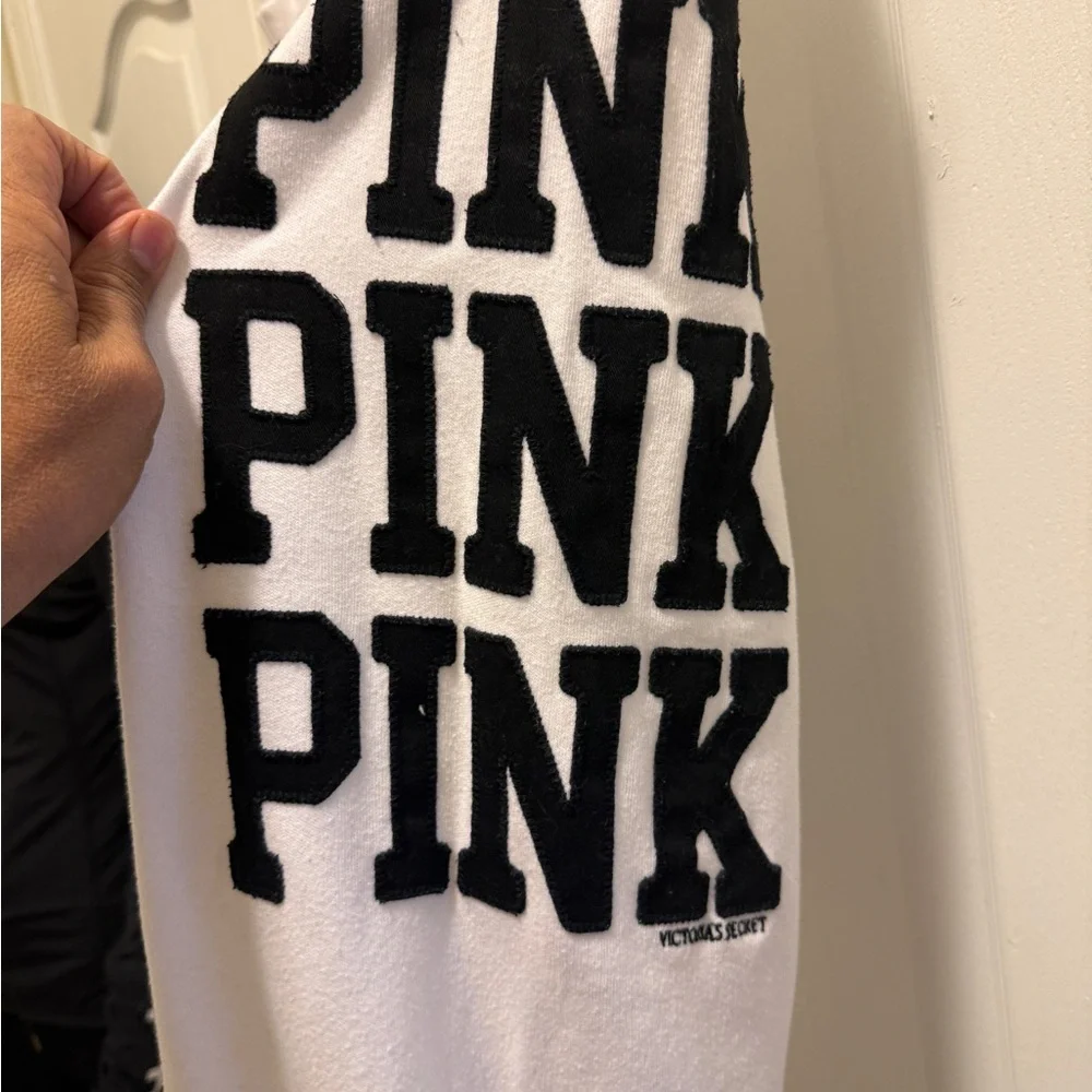 Pink Victoria secret cotton Capri with large logo in one said